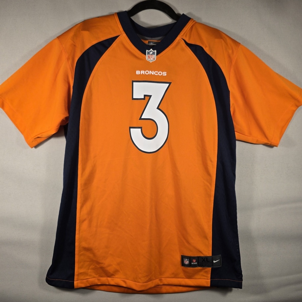Nike‎ NFL Denver Broncos Russell Wilson #3 Jersey Youth XL 18/20 Orange Navy NWT